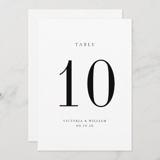 Black Wedding Tischnummer Card (Vorne/Hinten)