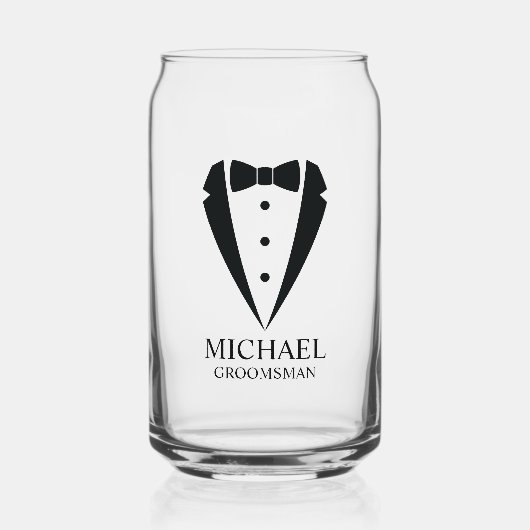 Black Wedding Tuxedo Anzug Personalisierte Trauzeu Dosenglas (Vorderseite)