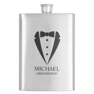 Black Wedding Tuxedo Anzug Personalisierte Trauzeu Flachmann