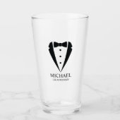 Black Wedding Tuxedo Anzug Personalisierte Trauzeu Glas (Vorderseite)