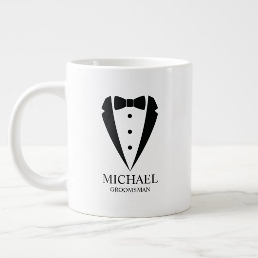 Black Wedding Tuxedo Anzug Personalisierte Trauzeu Jumbo-Tasse (Links)