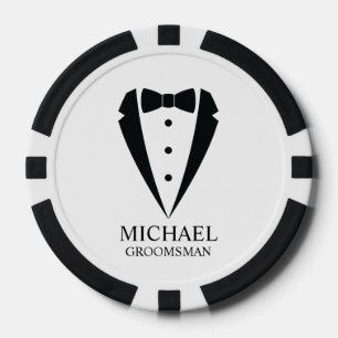 Black Wedding Tuxedo Anzug Personalisierte Trauzeu Pokerchips