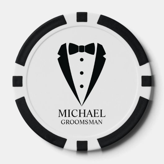 Black Wedding Tuxedo Anzug Personalisierte Trauzeu Pokerchips (Vorderseite)