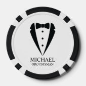Black Wedding Tuxedo Anzug Personalisierte Trauzeu Pokerchips (Rückseite)