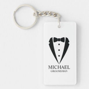 Black Wedding Tuxedo Anzug Personalisierte Trauzeu Schlüsselanhänger