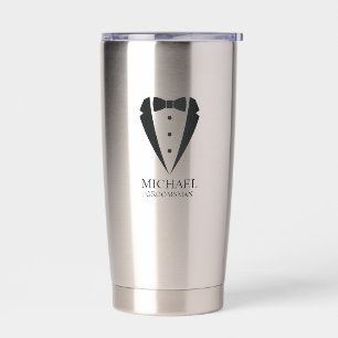 Black Wedding Tuxedo Anzug Personalisierte Trauzeu Thermobecher