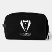 Black Wedding Tuxedo Anzug Personalisierte Trauzeu Waschbeutel (Vorderseite)