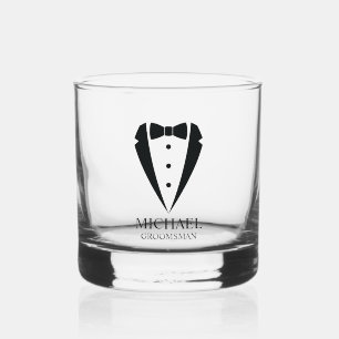 Black Wedding Tuxedo Anzug Personalisierte Trauzeu Whiskyglas