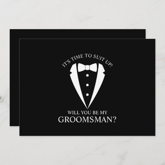 Black Wedding Tuxedo Anzug Trauzeuge Vorschlag Einladung (Vorne/Hinten)