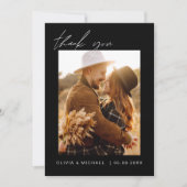 Black Wedding Vielen Dank Foto Minimalistisch Einladung (Vorderseite)