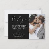Black Wedding Vielen Dank Foto Minimalistische Kar Dankeskarte (Vorderseite)