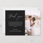 Black Wedding Vielen Dank Foto Simple Elegant Dankeskarte (Vorderseite)