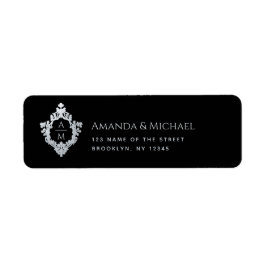 Black Wedding Wappen Monogram 2 Initials Elegant