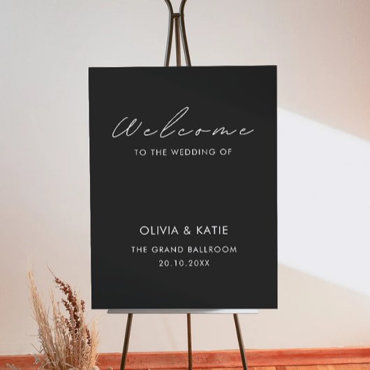 Black Wedding Welcome Sign Poster