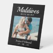 Black Wedding Zieltabelle Name Couple Travel Sockelschild (Vorderseite)