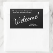 Black Welcome Guests Geschenkkörbchen Hochzeit Rechteckiger Aufkleber (Tasche)
