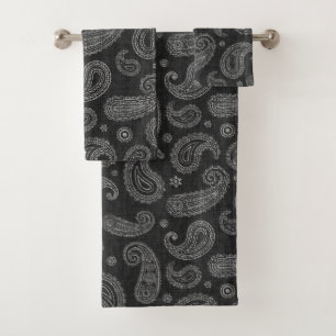 Black Western Paisley Badhandtuch Set