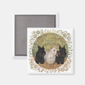 Black & Wheaten Scotties im Herbst Magnet (Vorderseite/Rückseite)
