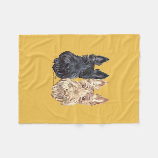 Black & Wheaten Scottish Terriers Fleecedecke (Vorderseite (Horizontal))
