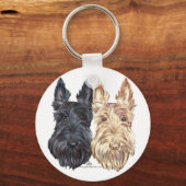 Black & Wheaten Scottish Terriers Schlüsselanhänger (Vorderseite)