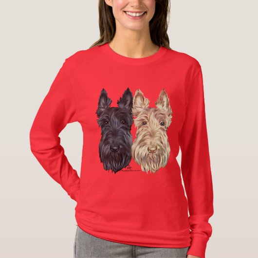 Black & Wheaten Scottish Terriers T-Shirt (Vorderseite)