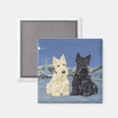 Black & Wheaten Scottish Terriers Winter Magnet (Vorderseite/Rückseite)