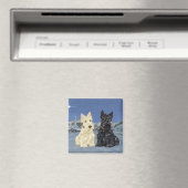 Black & Wheaten Scottish Terriers Winter Magnet (In Situ (Geschirrspüler))
