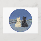 Black & Wheaten Scottish Terriers Winter Postkarte (Vorderseite)