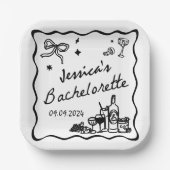 Black Whimsical Beach Junggeselinnen-Abschied Pappteller (Vorderseite)