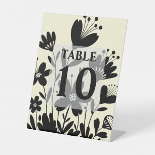 Black Whimsical Blume Tischnummer Sockelschild