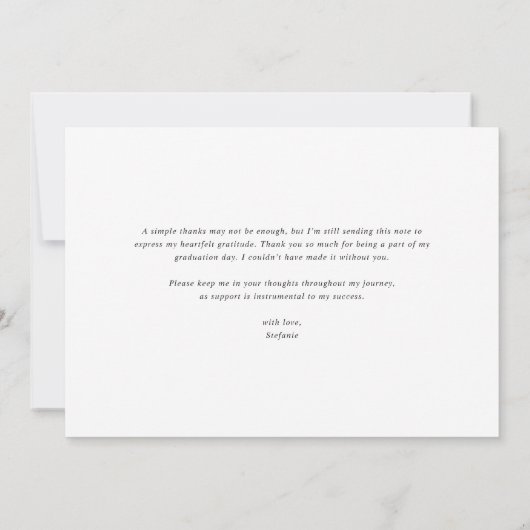 Black Whimsical Calligraphy Abschluss Dankeskarte (Rückseite)