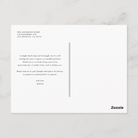 Black Whimsical Calligraphy Abschluss Vielen Dank Postkarte (Rückseite)