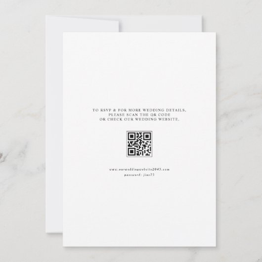 Black Whimsical Calligraphy QR Code Hochzeit Einladung (Rückseite)