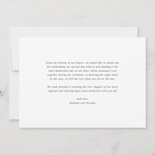 Black Whimsical Calligraphy Wedding Dankeskarte (Rückseite)