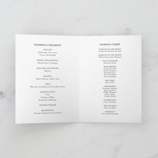 Black Whimsical Calligraphy Wedding Programm (Innenseite)
