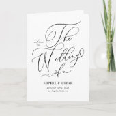 Black Whimsical Calligraphy Wedding Programm (Vorderseite)