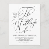 Black Whimsical Calligraphy Wedding QR Code Einladungspostkarte (Vorderseite)