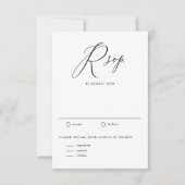 Black Whimsical Calligraphy Wedding RSVP Karte (Vorderseite)