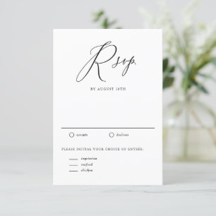 Black Whimsical Calligraphy Wedding RSVP Karte