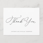 Black Whimsical Calligraphy Wedding Vielen Dank Postkarte (Vorderseite)