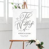 Black Whimsical Calligraphy Wedding Willkommen Poster
