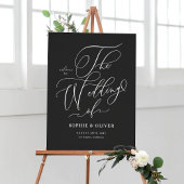 Black Whimsical Calligraphy Wedding Willkommen Poster