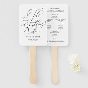 Black Whimsical Calligraphy Weddingprogramme Fächer