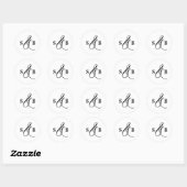 Black Whimsical Calligraphy Wedgram Runder Aufkleber (Blatt)