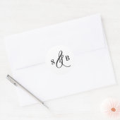 Black Whimsical Calligraphy Wedgram Runder Aufkleber (Umschlag)