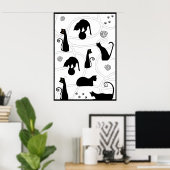 Black Whimsical Cats Poster (Heimbüro)