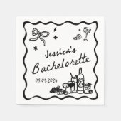 Black Whimsical Cocktail Junggeselinnen-Abschied Serviette (Vorderseite)