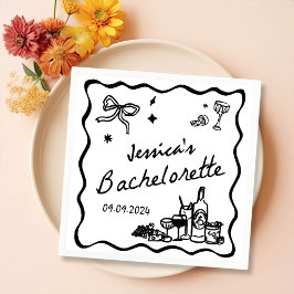 Black Whimsical Cocktail Junggeselinnen-Abschied Serviette