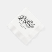 Black Whimsical Floral Script Abschluss Serviette (Ecke)