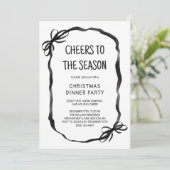 Black Whimsical Hand gezeichnet Weihnachtsessen Pa Einladung (Stehend Vorderseite)